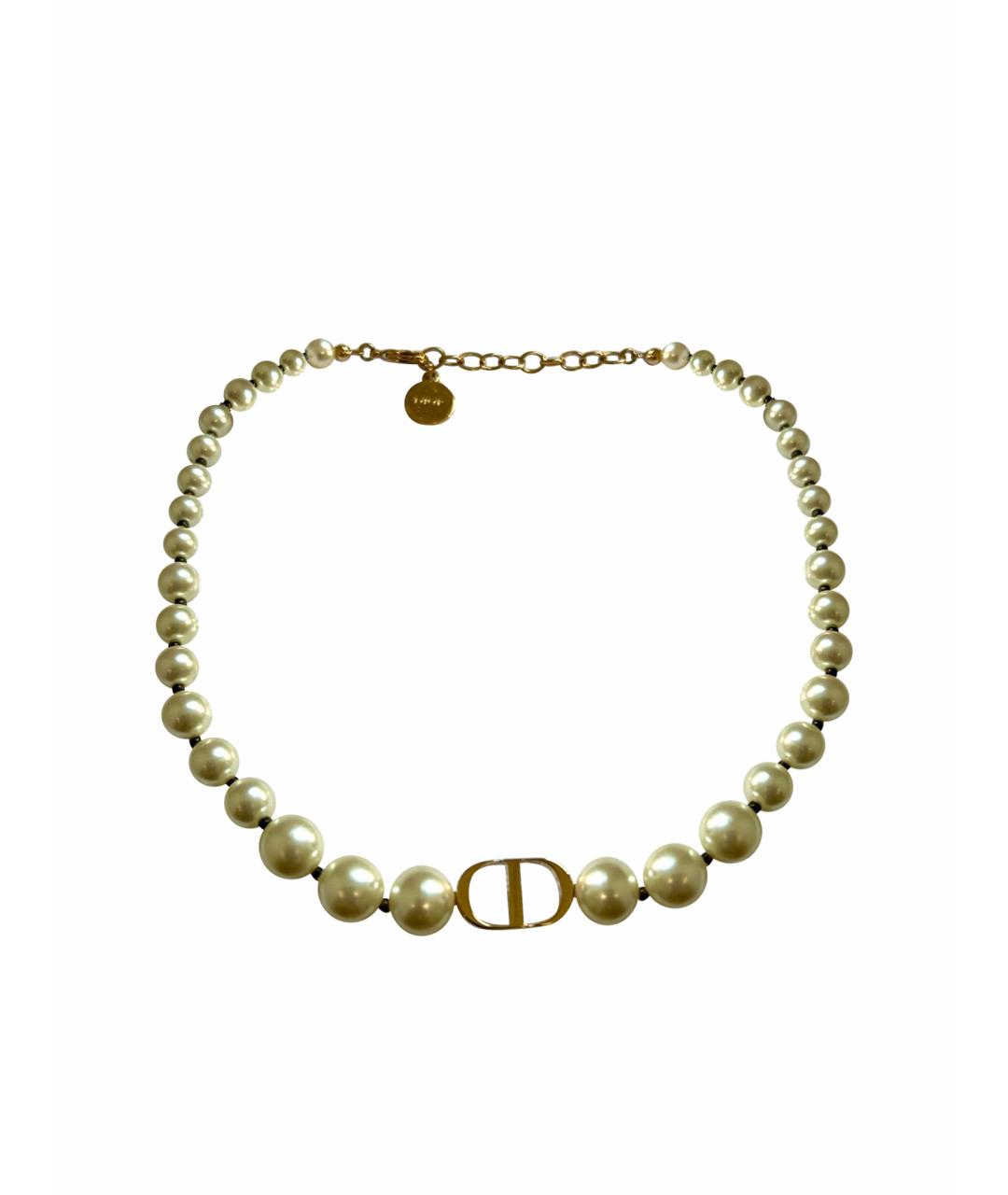 CHRISTIAN DIOR Белое колье из бисера, фото 1