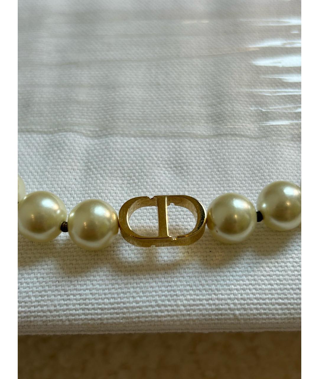 CHRISTIAN DIOR Белое колье из бисера, фото 3