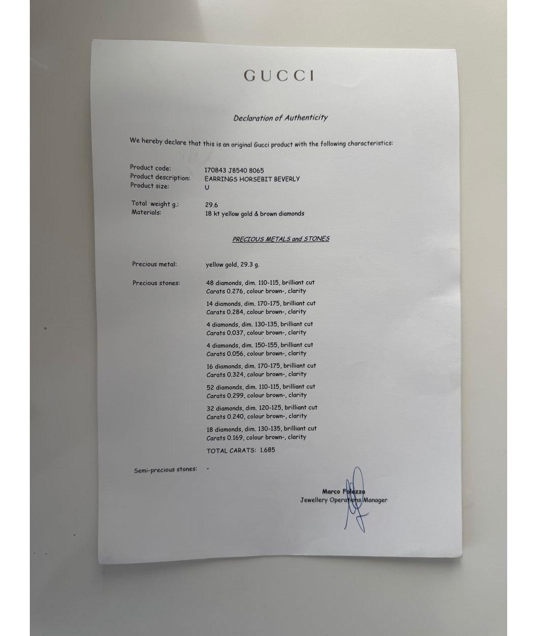 GUCCI Золотые серьги из желтого золота, фото 3