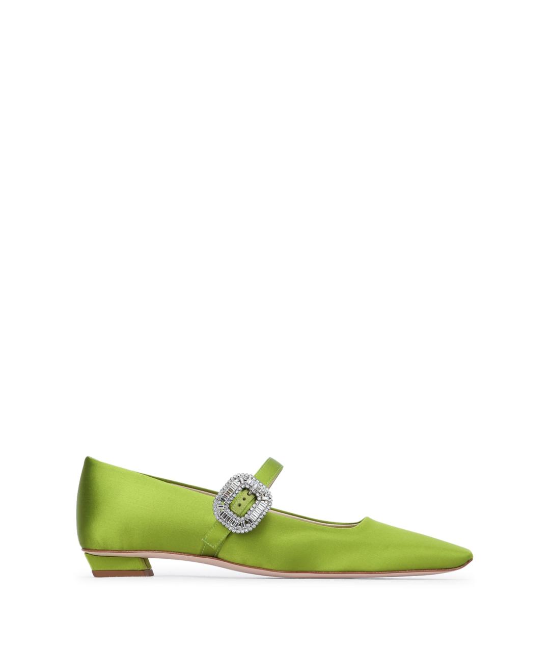ROGER VIVIER Зеленые текстильные балетки, фото 1