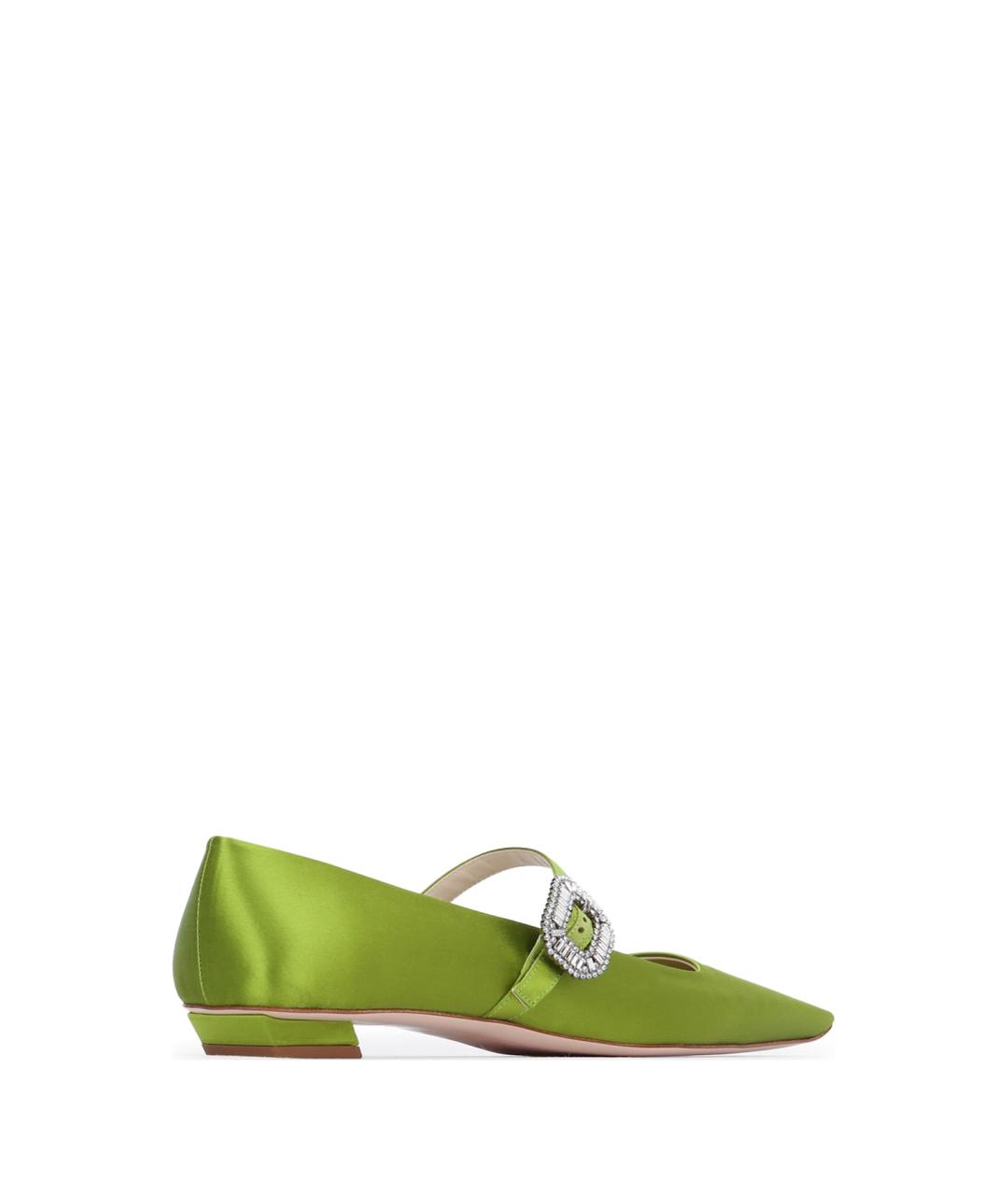 ROGER VIVIER Зеленые текстильные балетки, фото 3