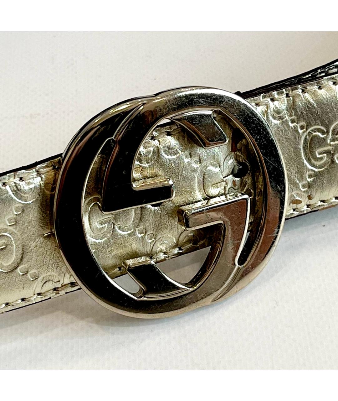 GUCCI Серебрянный кожаный ремень, фото 3