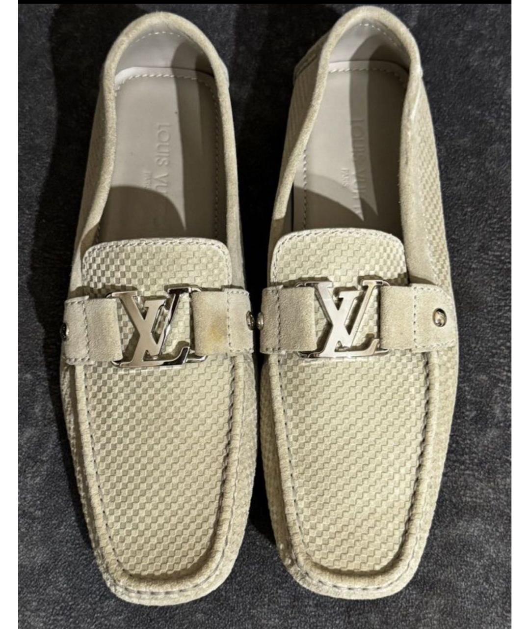 LOUIS VUITTON Бежевые замшевые мокасины, фото 3
