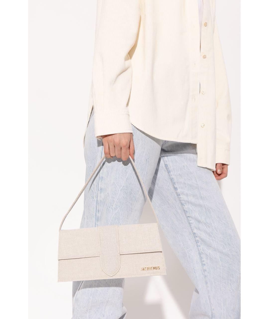 JACQUEMUS Бежевая хлопковая сумка через плечо, фото 5