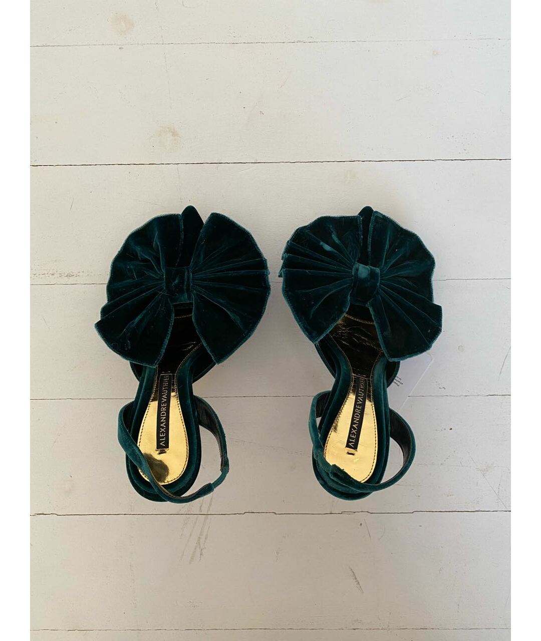 ALEXANDRE VAUTHIER Зеленые бархатные туфли, фото 3
