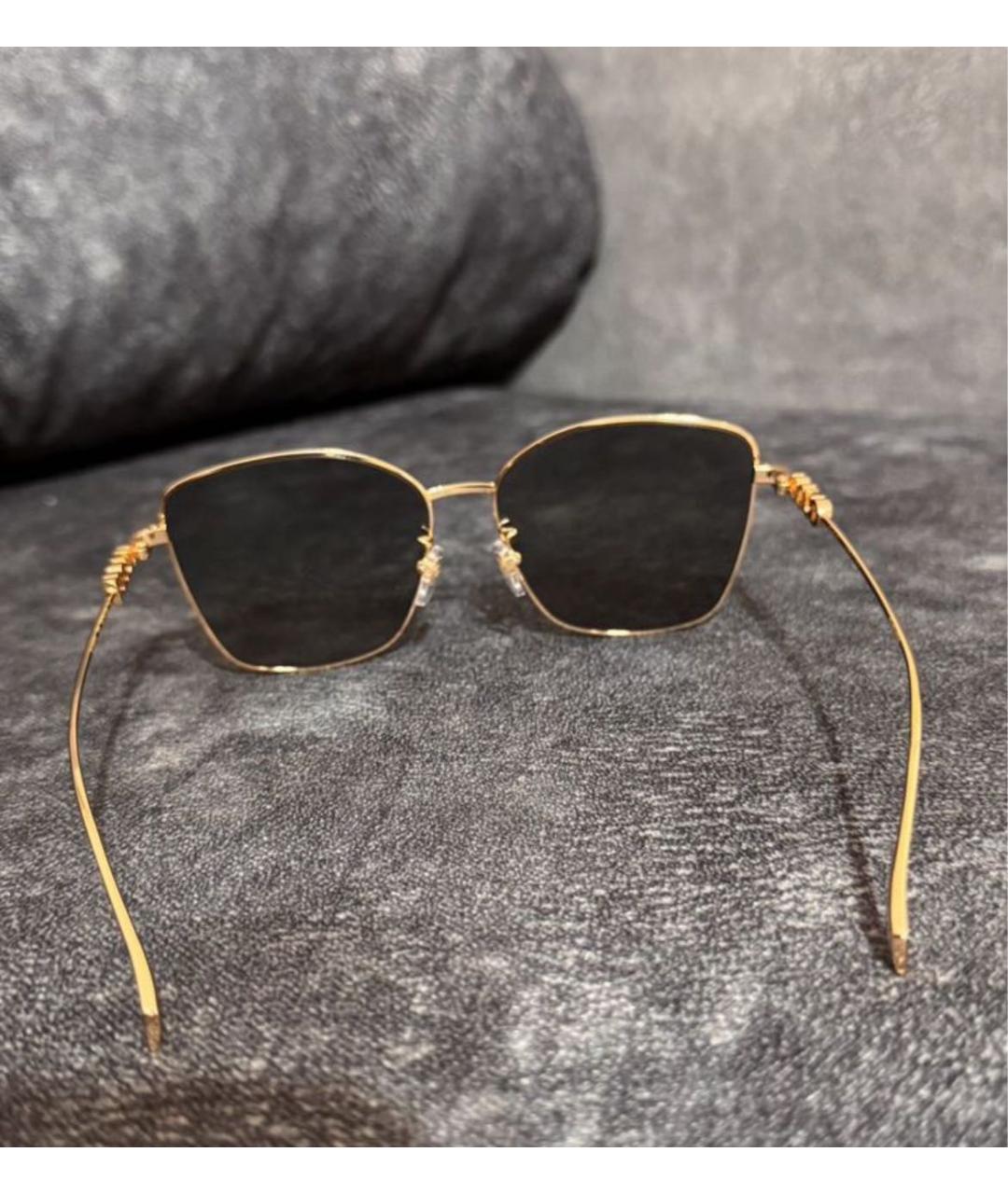 GUCCI Золотые металлические солнцезащитные очки, фото 3