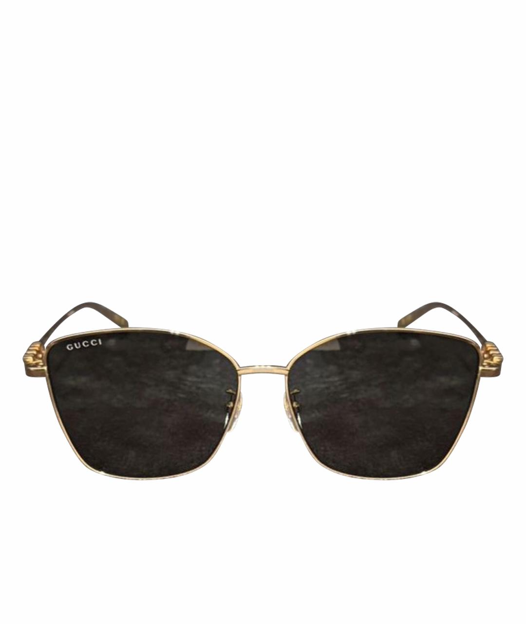 GUCCI Золотые металлические солнцезащитные очки, фото 1