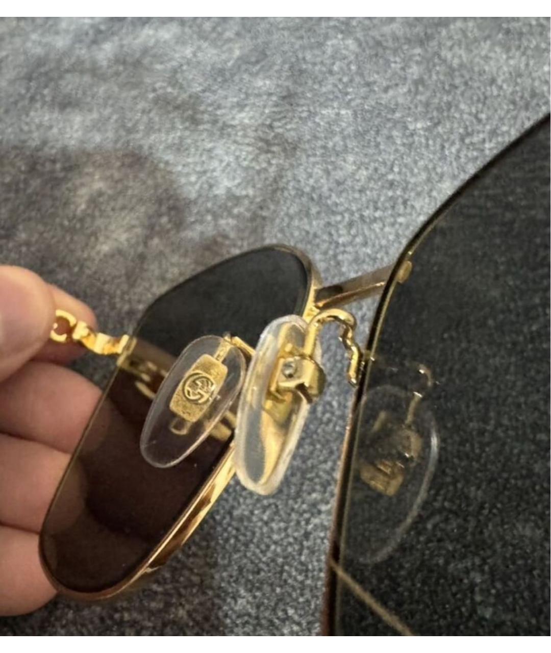 GUCCI Золотые металлические солнцезащитные очки, фото 6
