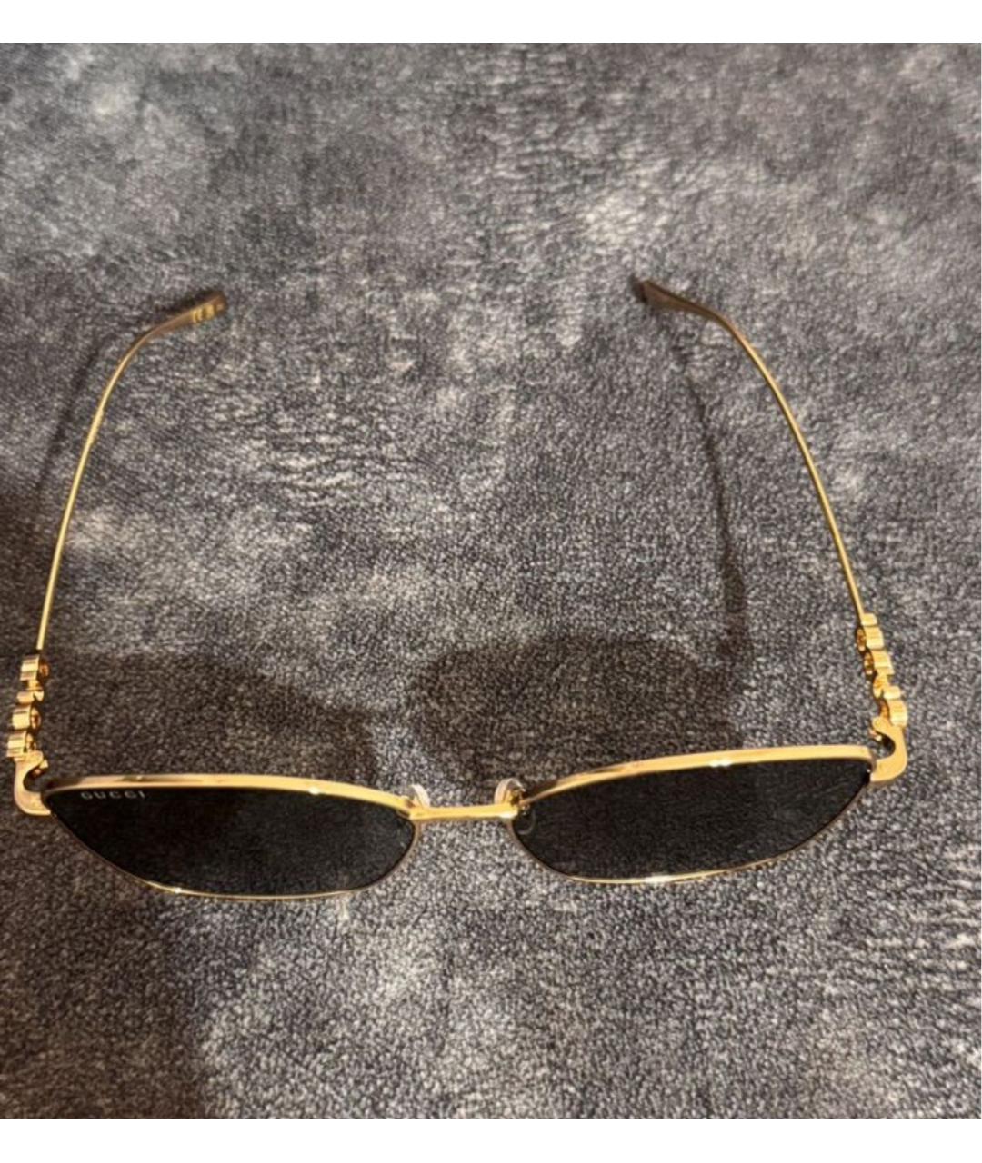 GUCCI Золотые металлические солнцезащитные очки, фото 5