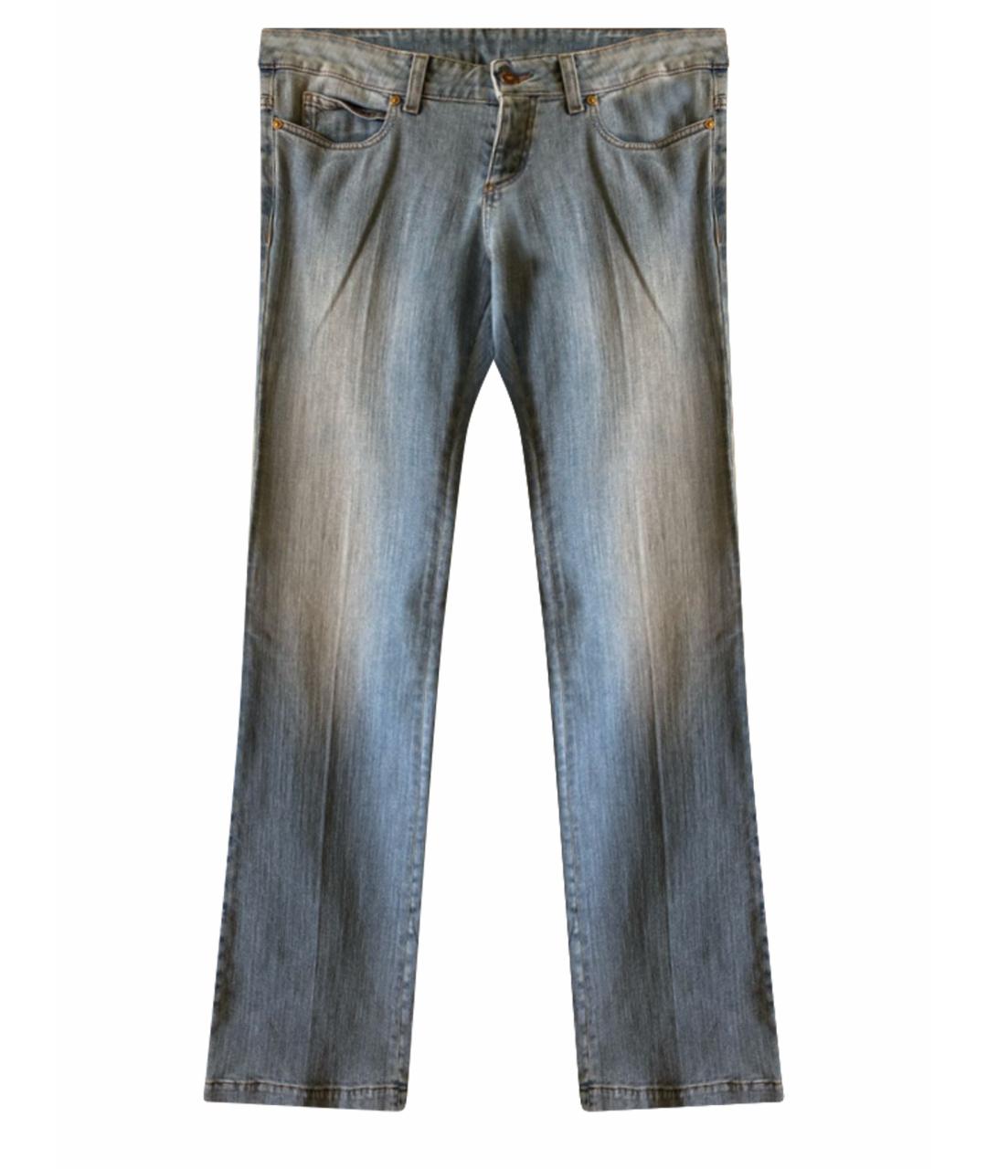 GUCCI Голубые хлопко-эластановые прямые джинсы, фото 1