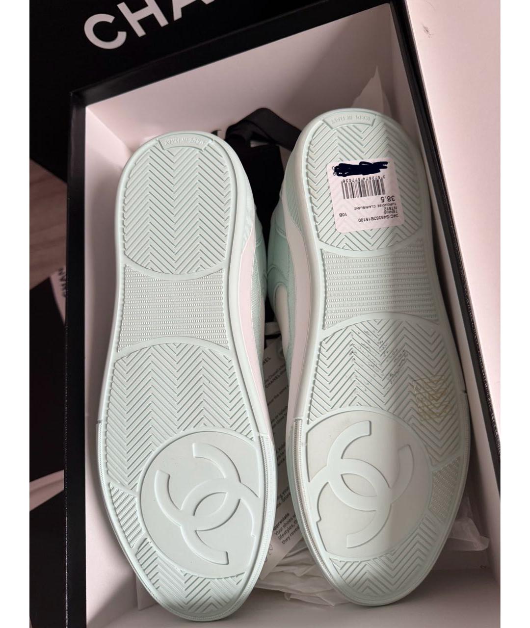 CHANEL Бирюзовые текстильные кеды, фото 7