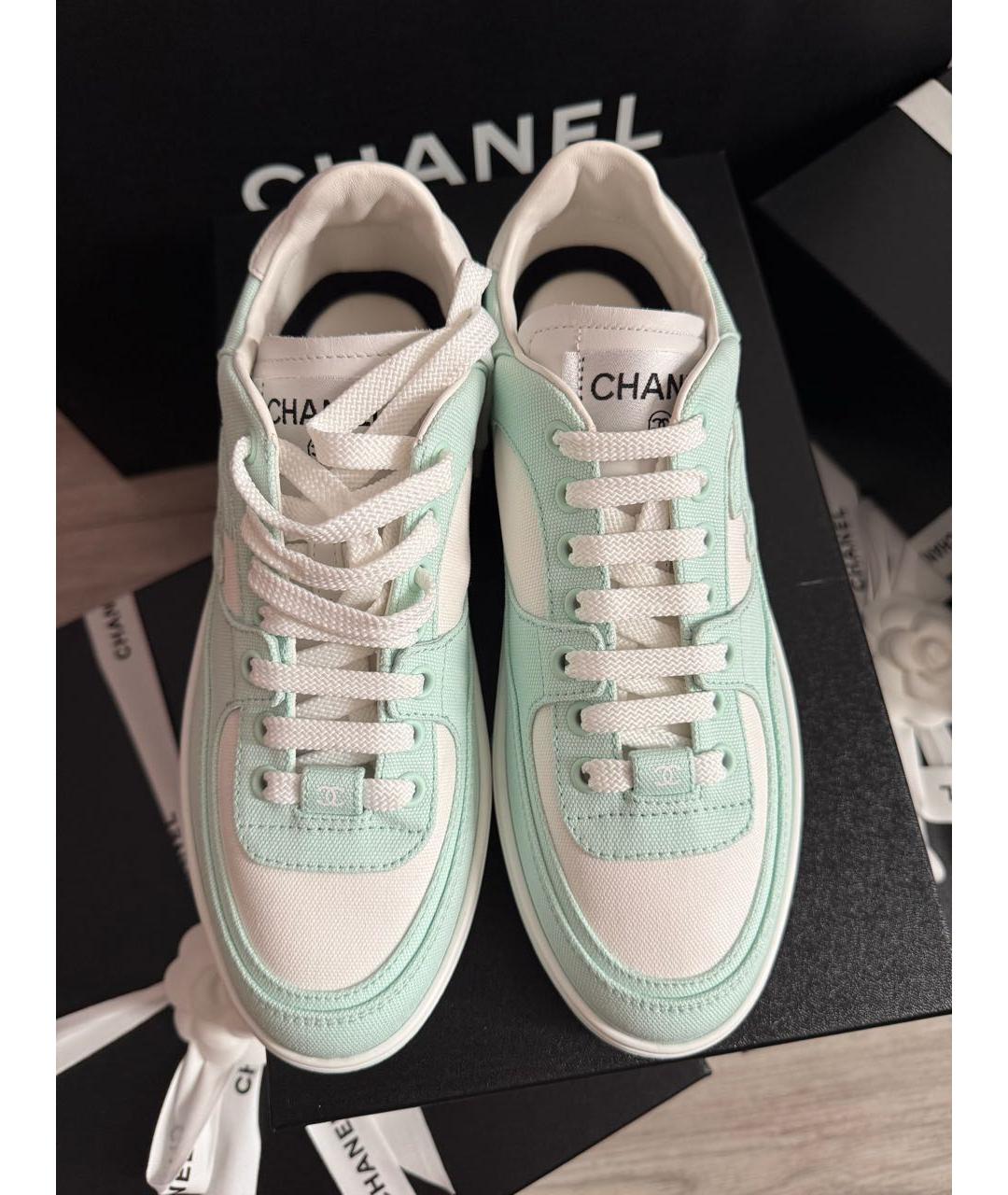 CHANEL Бирюзовые текстильные кеды, фото 5