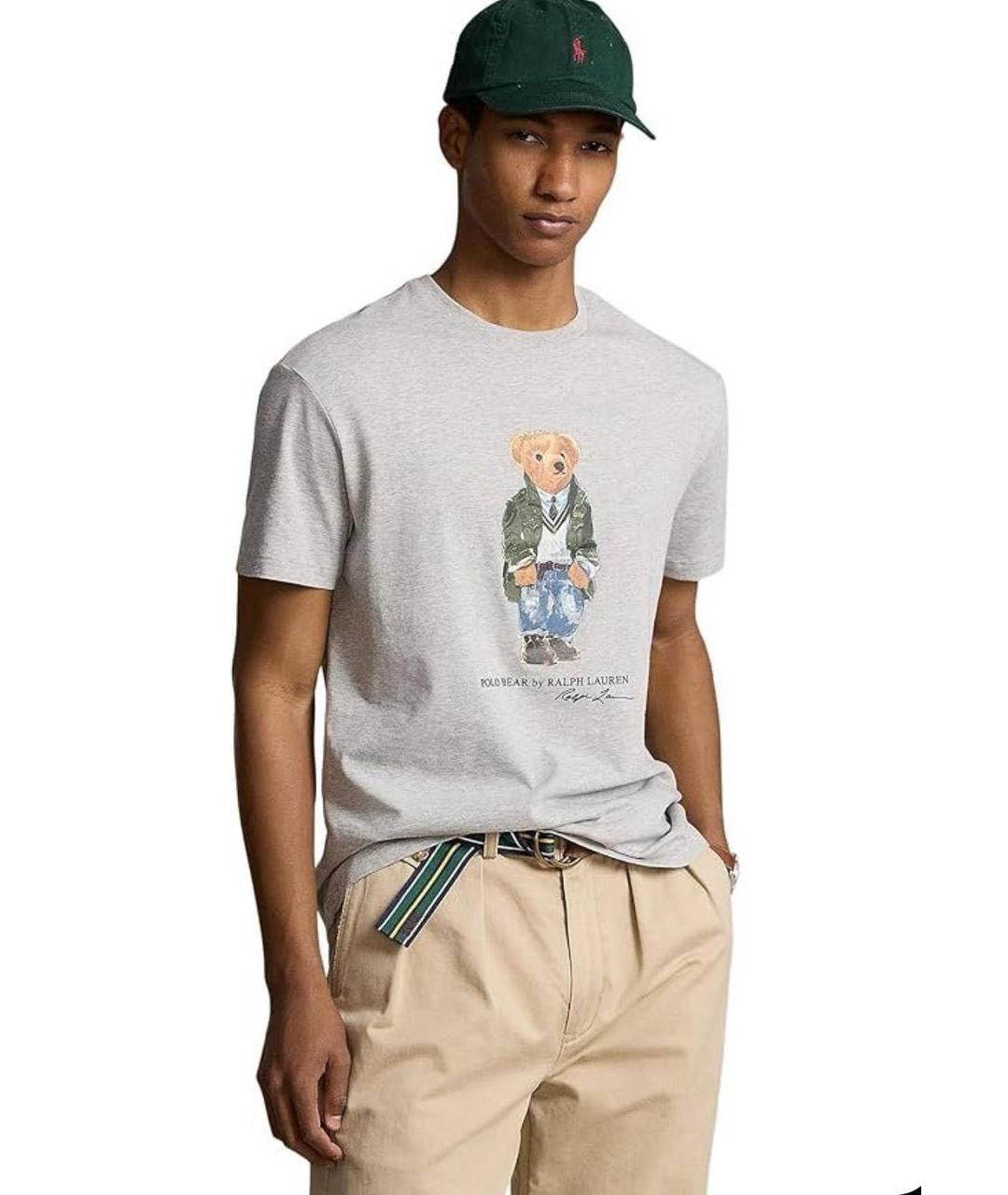 POLO RALPH LAUREN Серая хлопковая футболка, фото 4