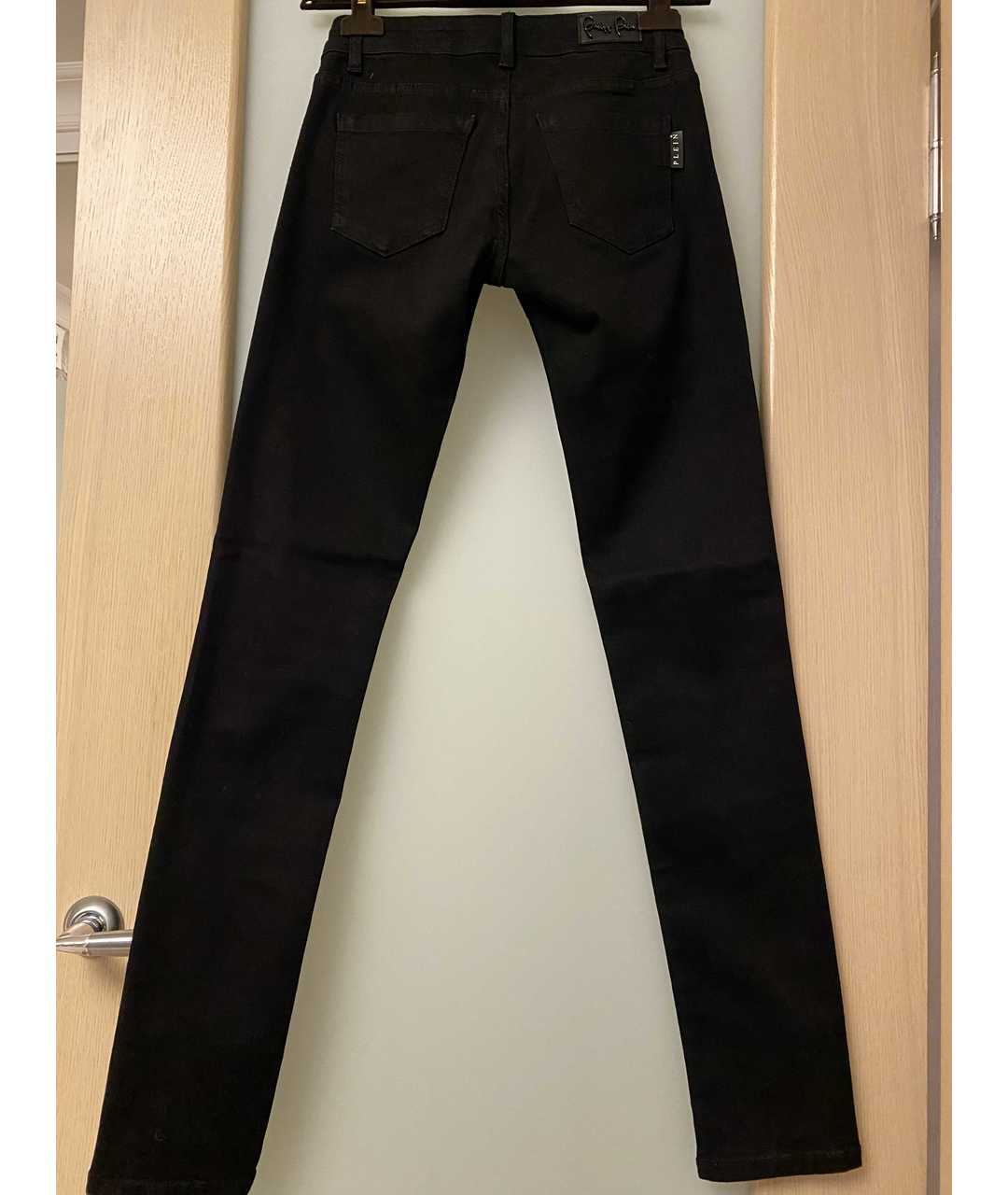 PHILIPP PLEIN Черные хлопко-полиэстеровые джинсы слим, фото 2