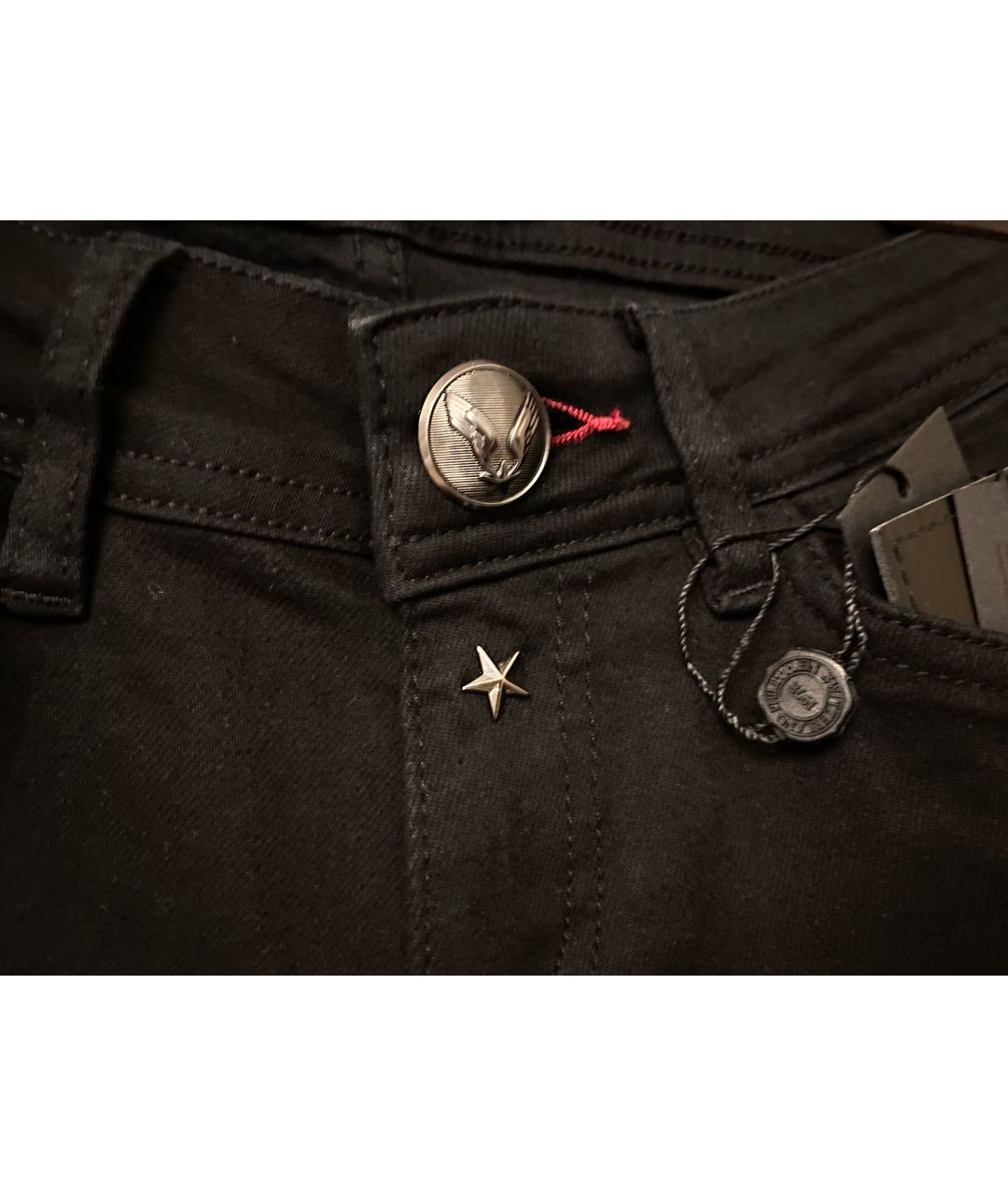 PHILIPP PLEIN Черные хлопко-полиэстеровые джинсы слим, фото 4