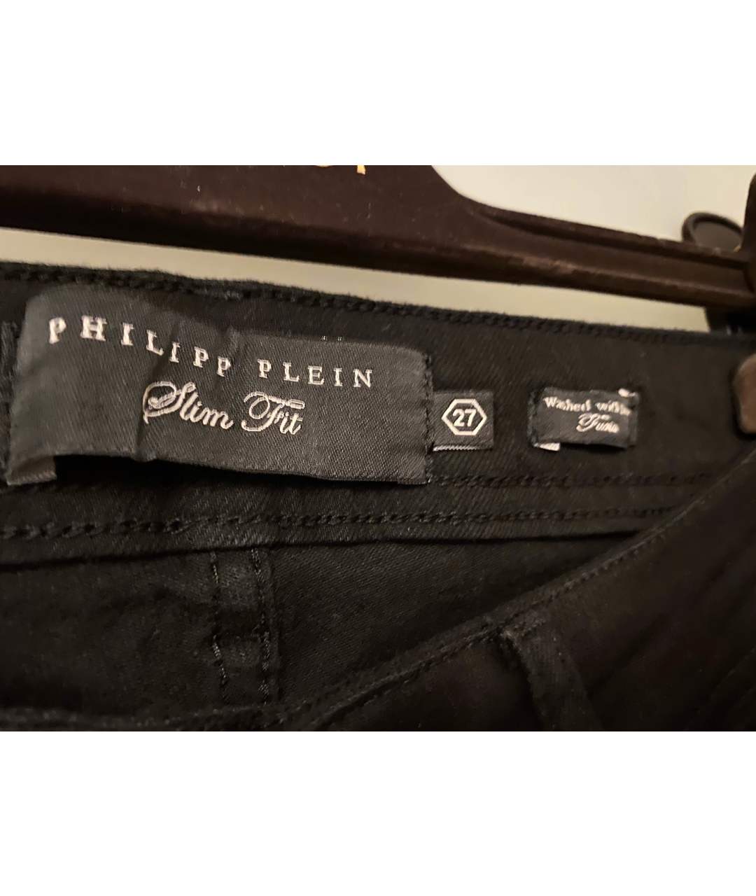 PHILIPP PLEIN Черные хлопко-полиэстеровые джинсы слим, фото 3