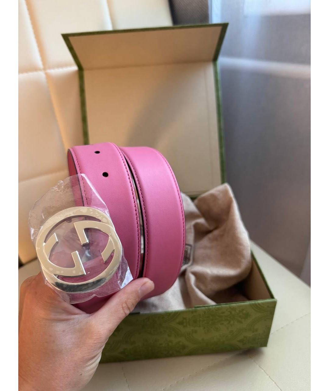 GUCCI Розовый кожаный ремень, фото 2