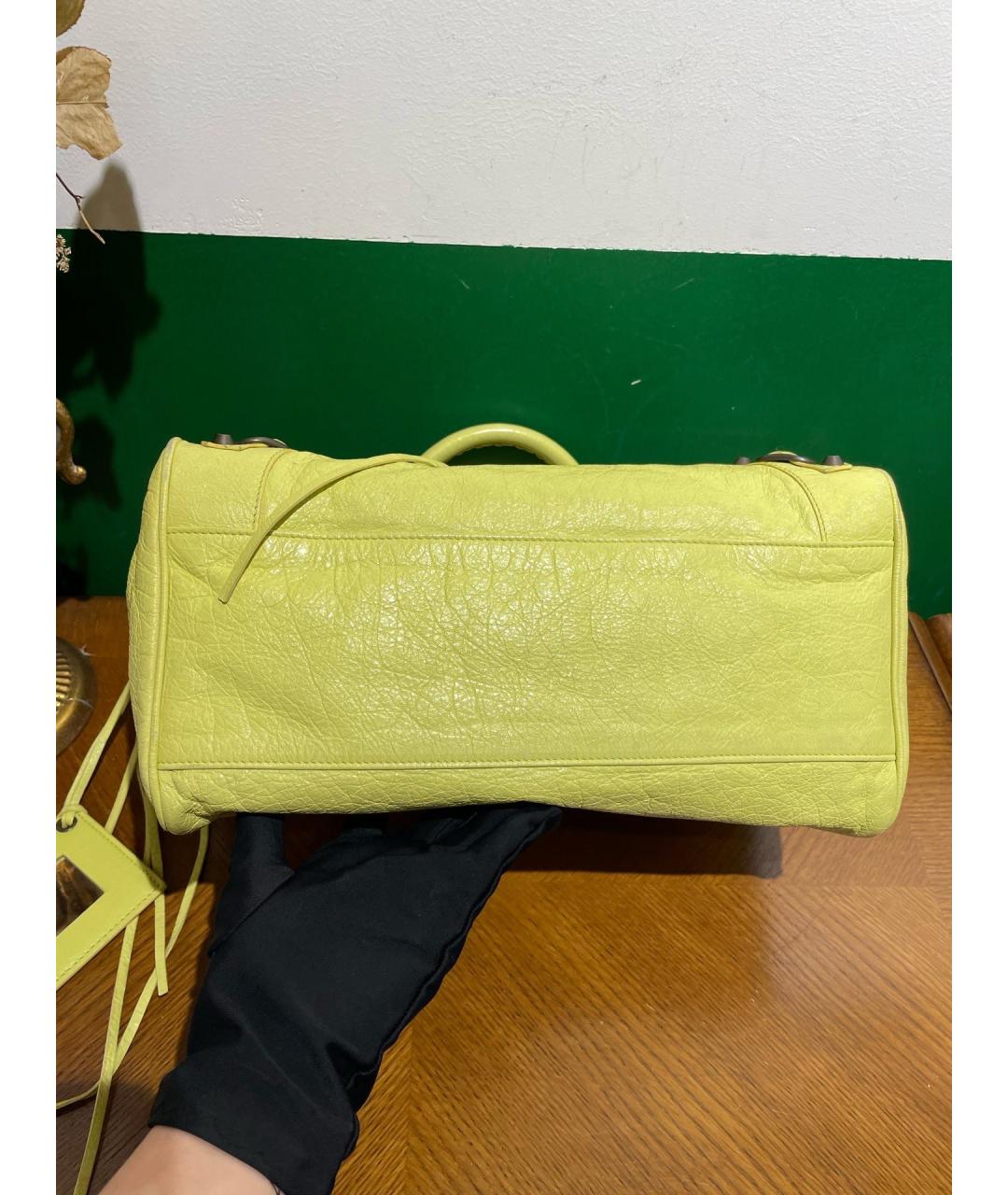 BALENCIAGA Желтая кожаная сумка тоут, фото 6