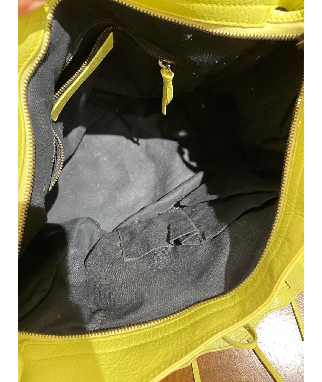 BALENCIAGA Желтая кожаная сумка тоут, фото 8