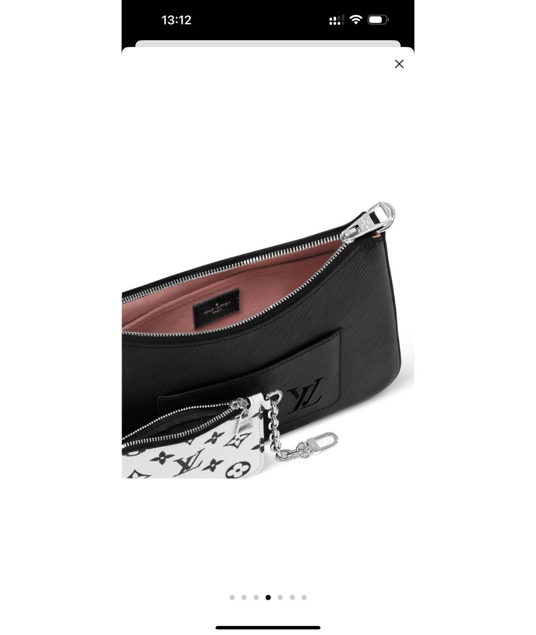 LOUIS VUITTON Черная кожаная сумка с короткими ручками, фото 4