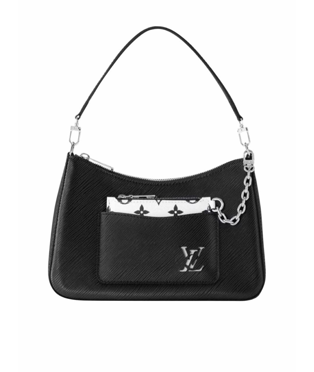 LOUIS VUITTON Черная кожаная сумка с короткими ручками, фото 1