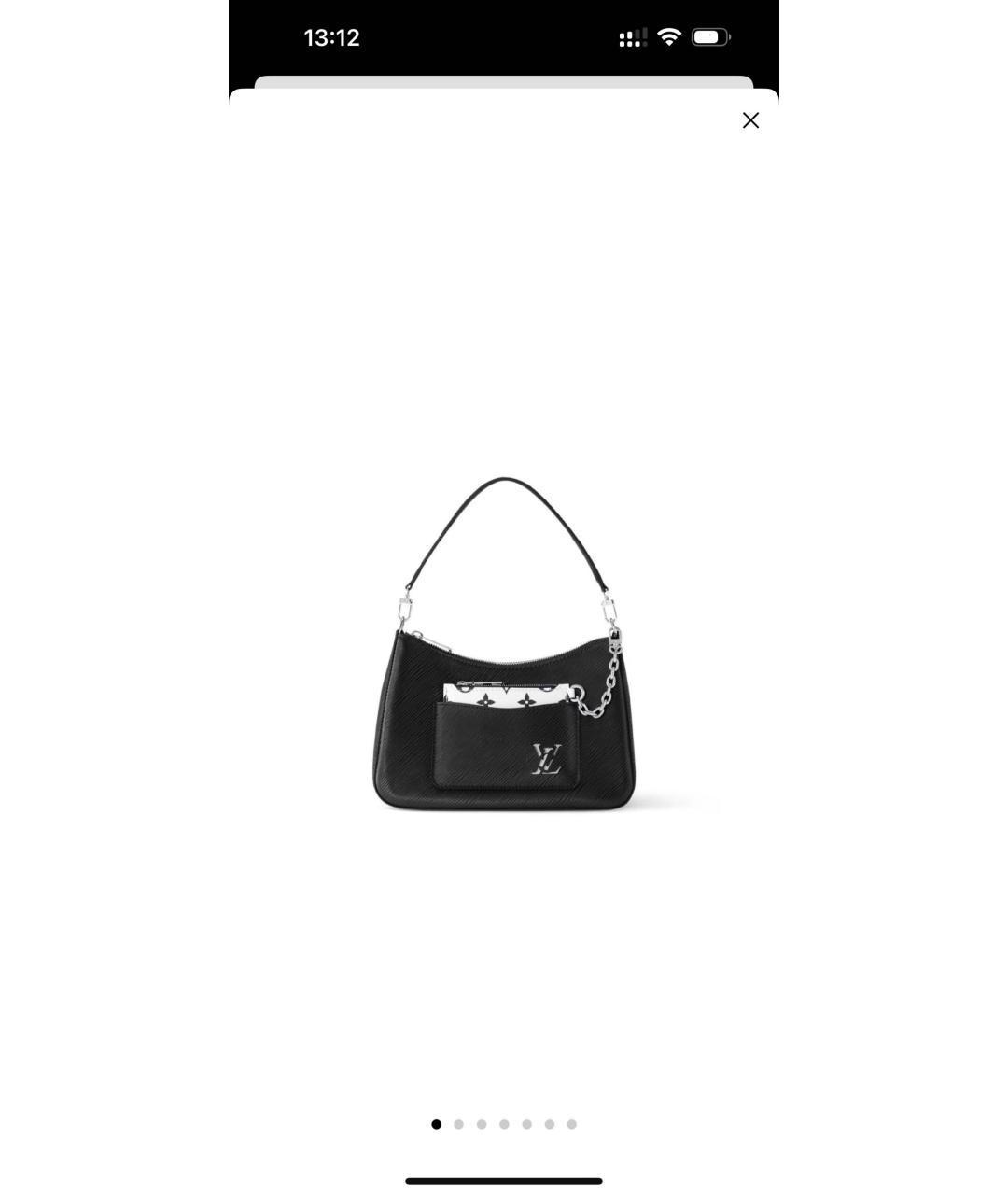 LOUIS VUITTON Черная кожаная сумка с короткими ручками, фото 5