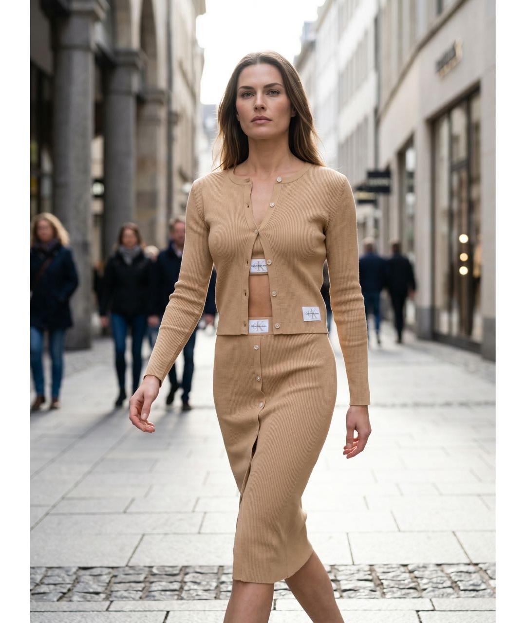 CALVIN KLEIN Бежевый костюм с юбками, фото 6