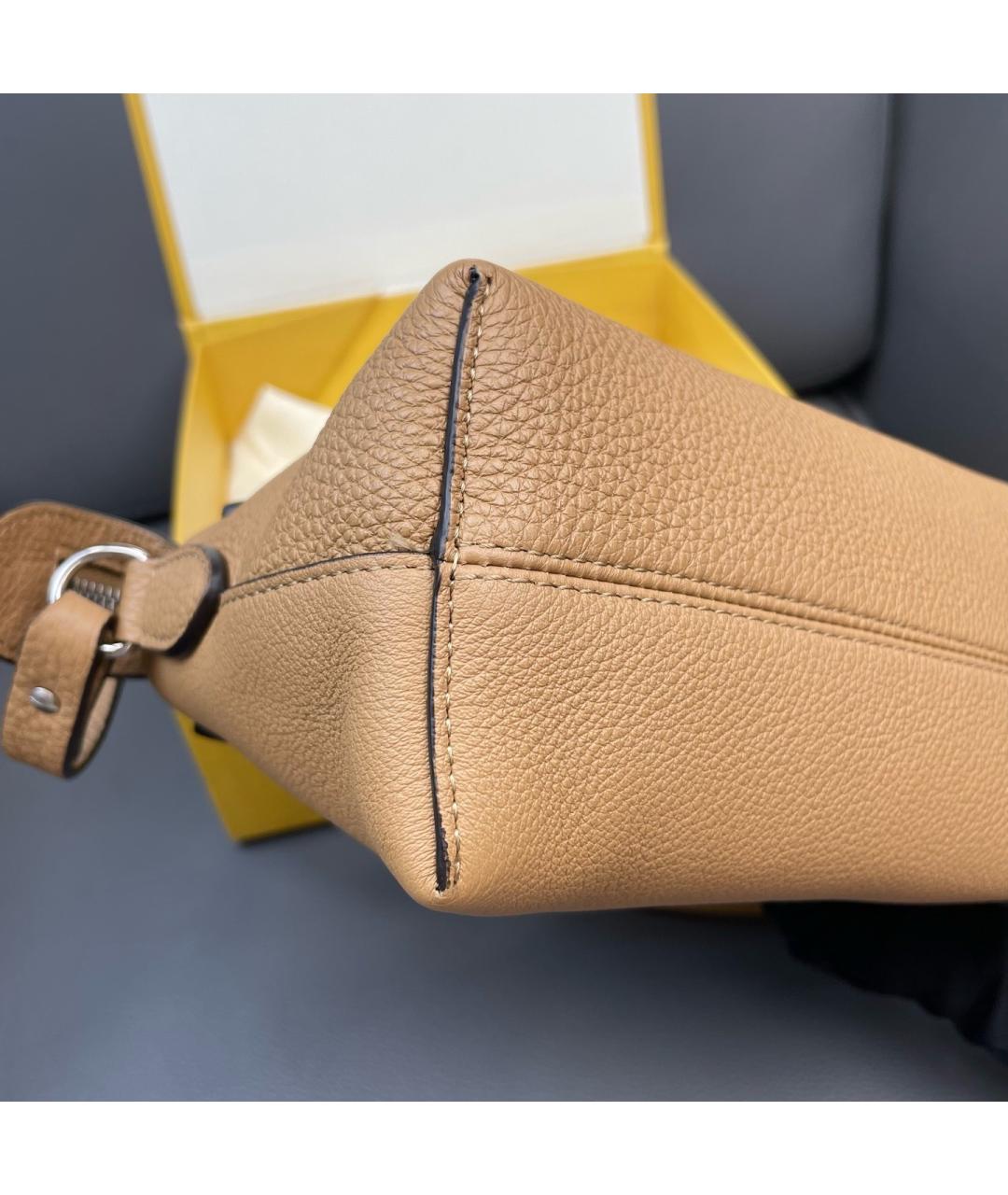 FENDI Коричневая кожаная сумка тоут, фото 5