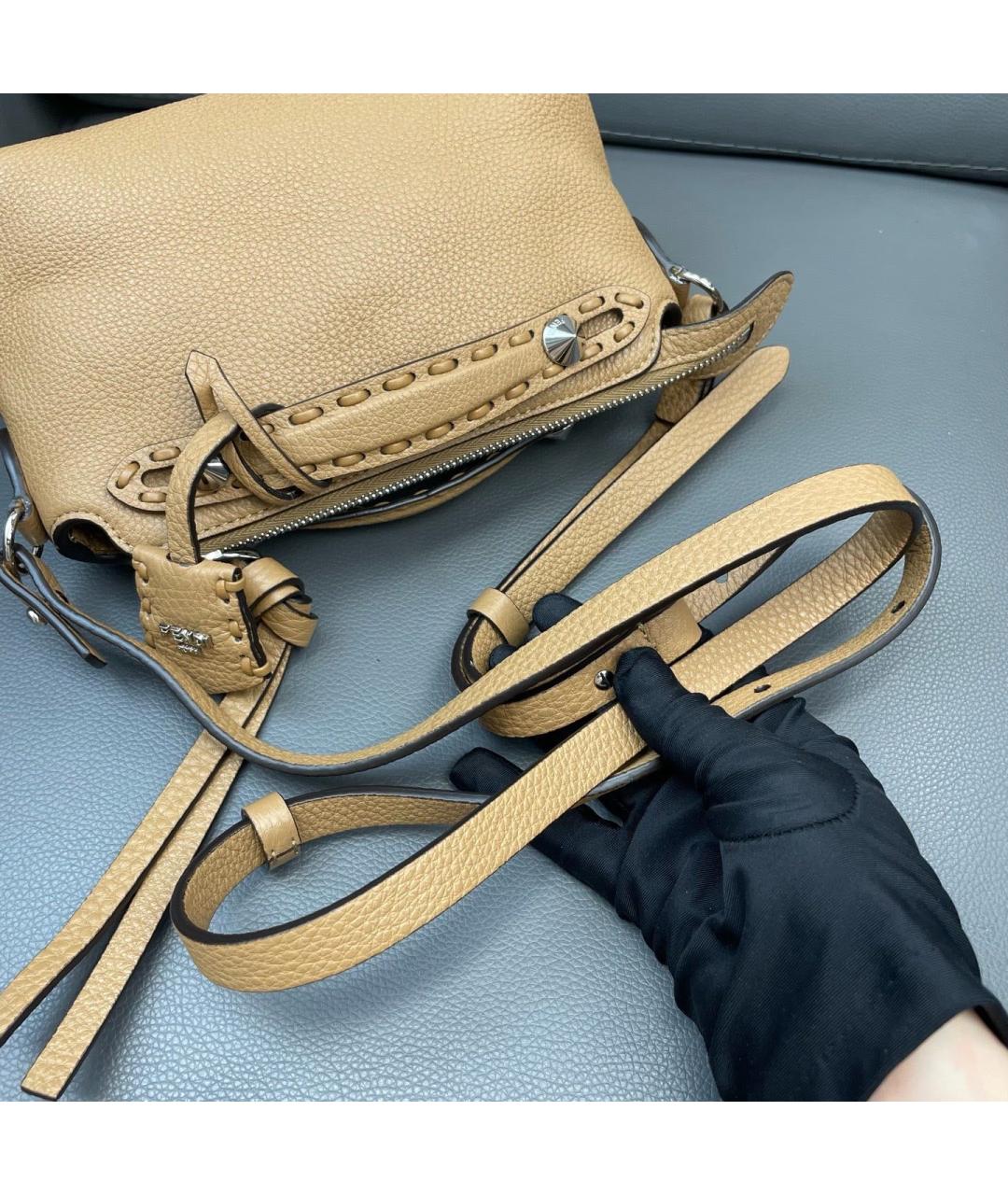 FENDI Коричневая кожаная сумка тоут, фото 7