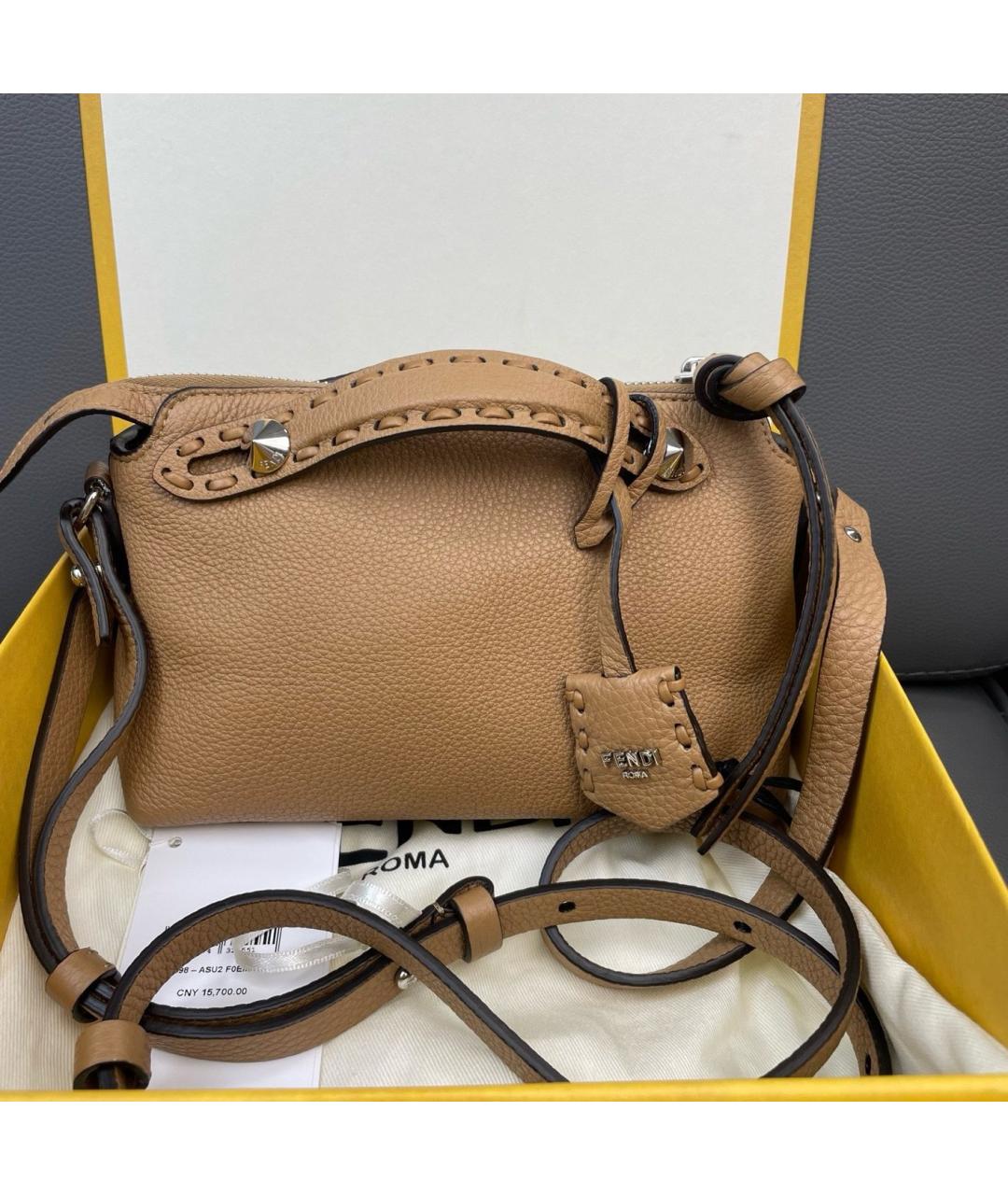 FENDI Коричневая кожаная сумка тоут, фото 9
