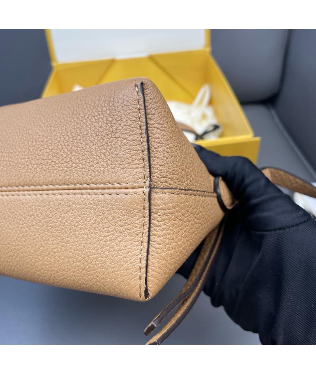 FENDI Коричневая кожаная сумка тоут, фото 6