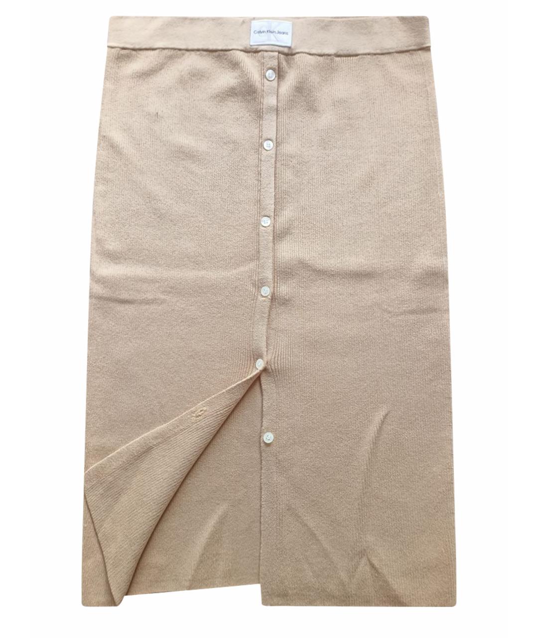 CALVIN KLEIN JEANS Бежевая юбка миди, фото 1