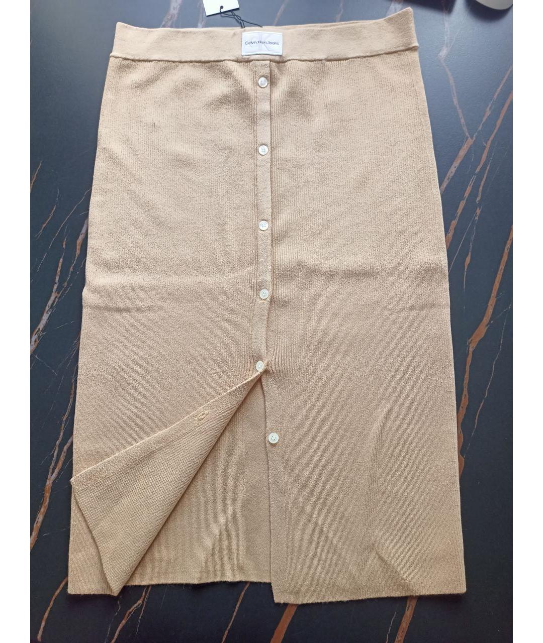CALVIN KLEIN JEANS Бежевая юбка миди, фото 6