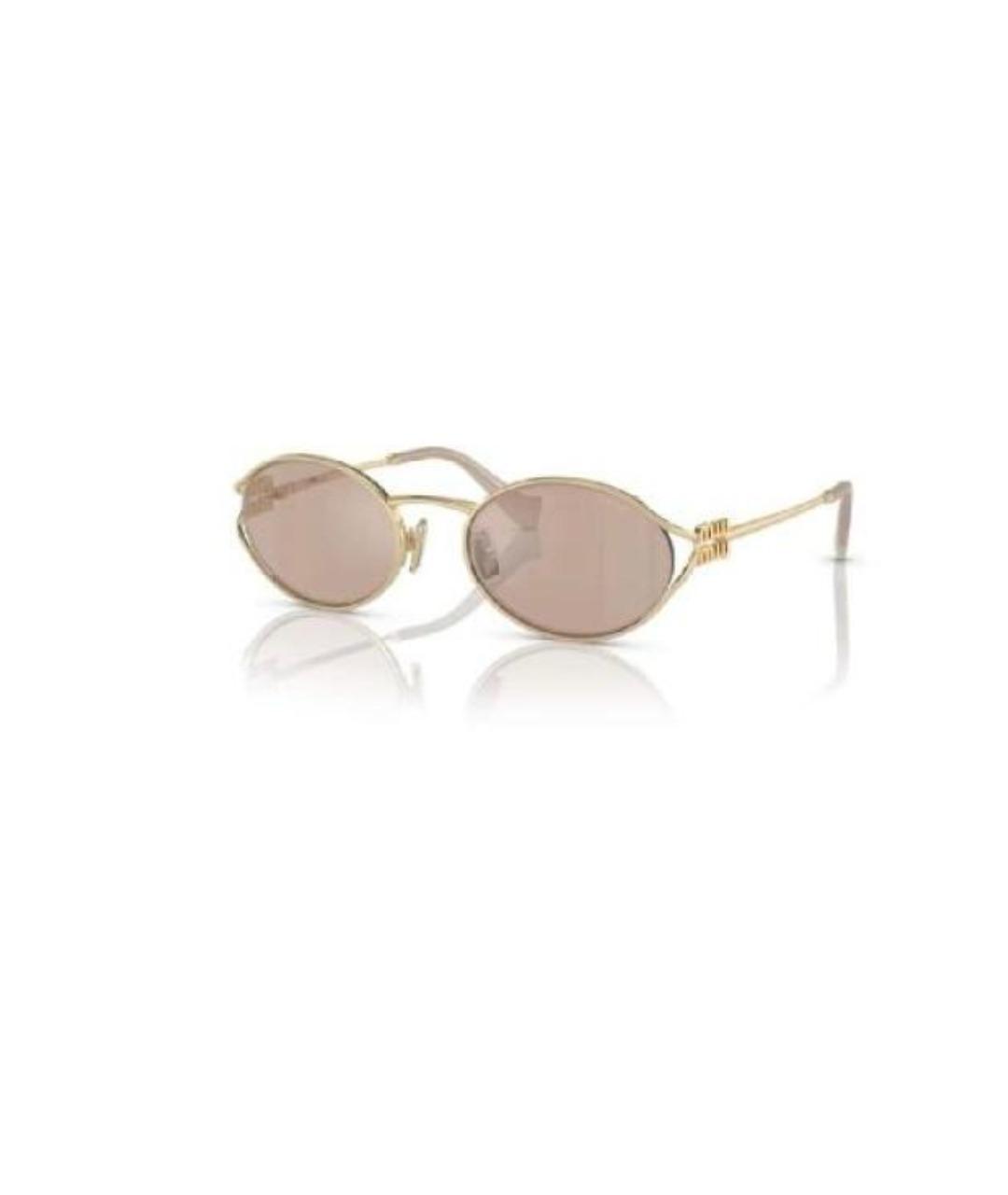 MIU MIU Золотые металлические солнцезащитные очки, фото 1