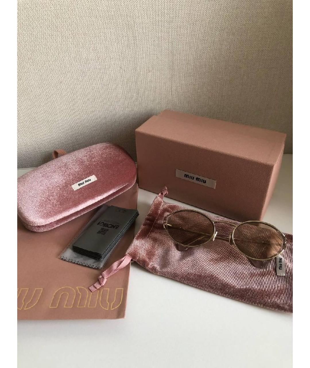 MIU MIU Золотые металлические солнцезащитные очки, фото 2