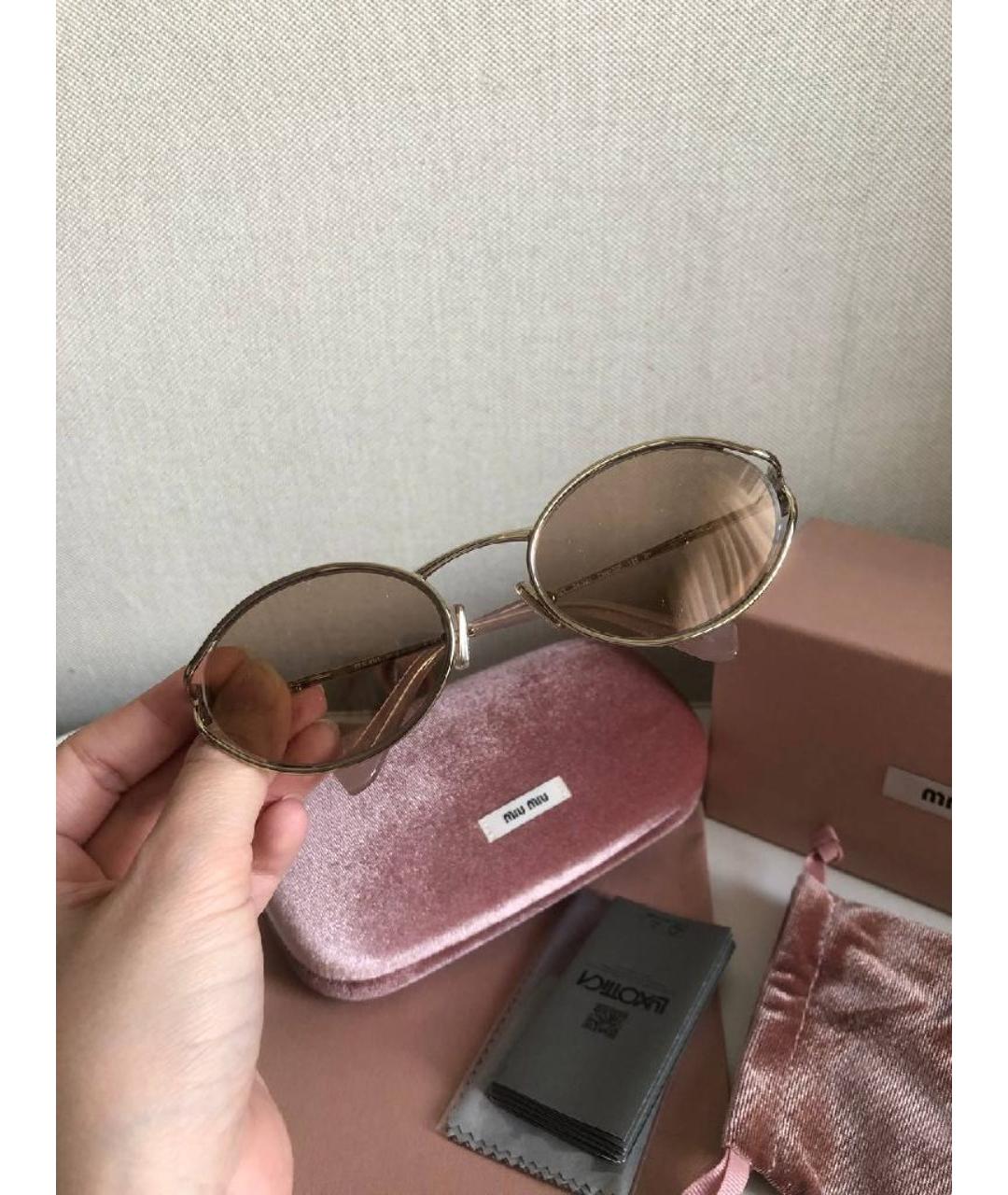 MIU MIU Золотые металлические солнцезащитные очки, фото 4