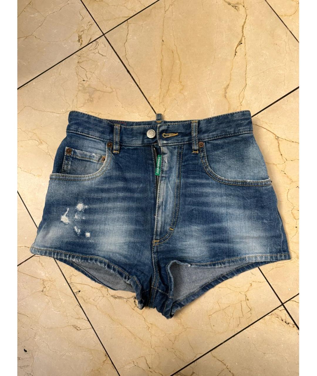 DSQUARED2 Синие хлопко-эластановые шорты, фото 4