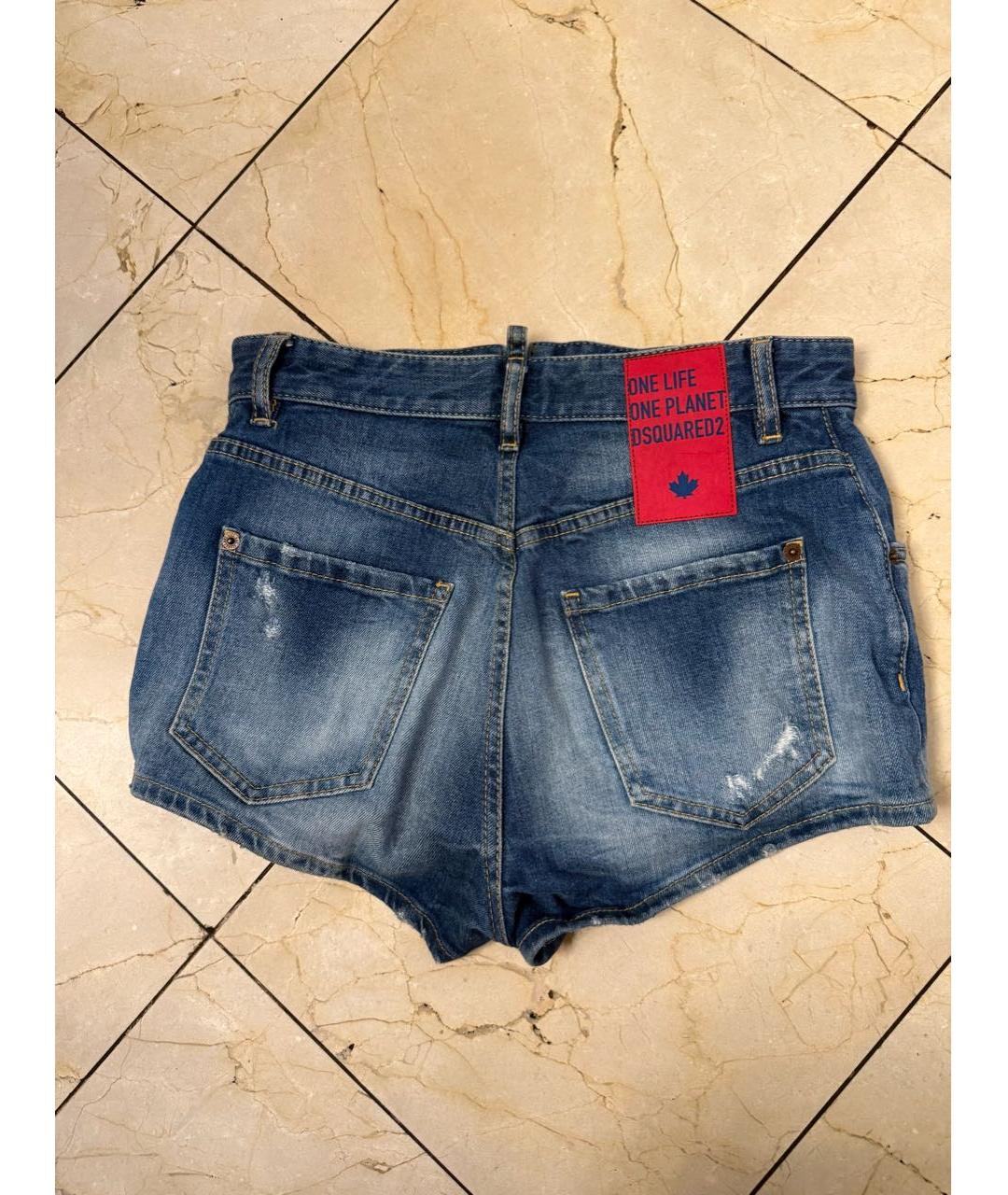 DSQUARED2 Синие хлопко-эластановые шорты, фото 2