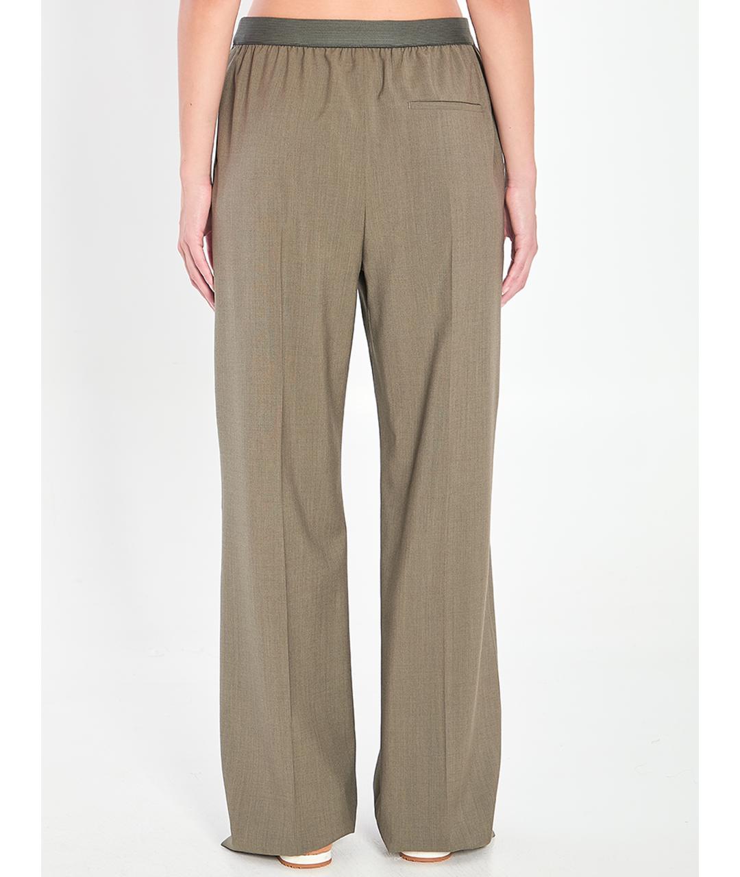 LOEWE Хаки шерстяные прямые брюки, фото 4