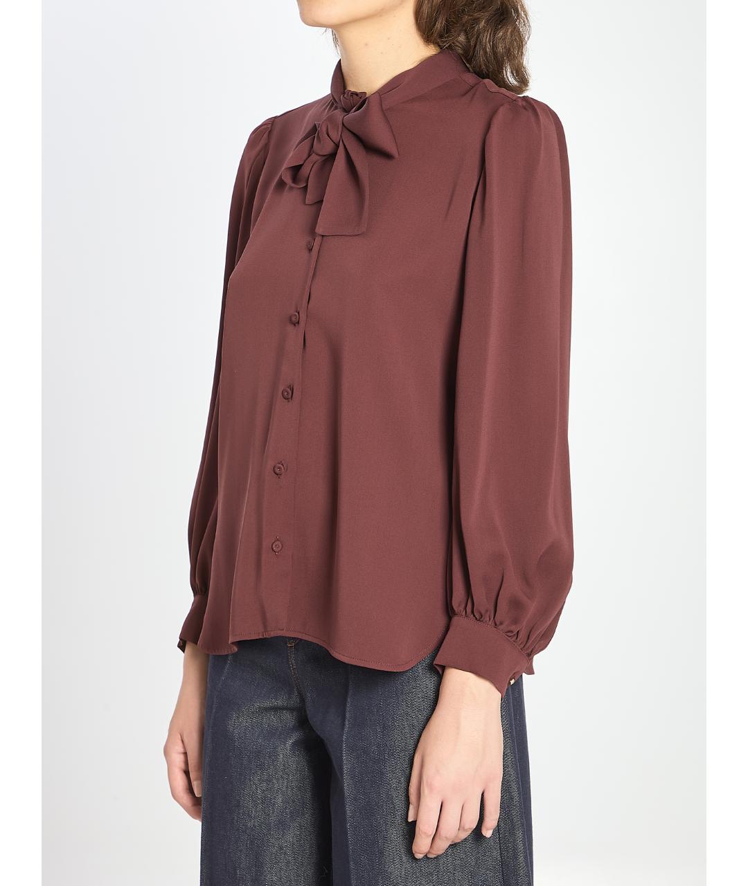 MAX MARA Бордовая шелковая блузы, фото 2