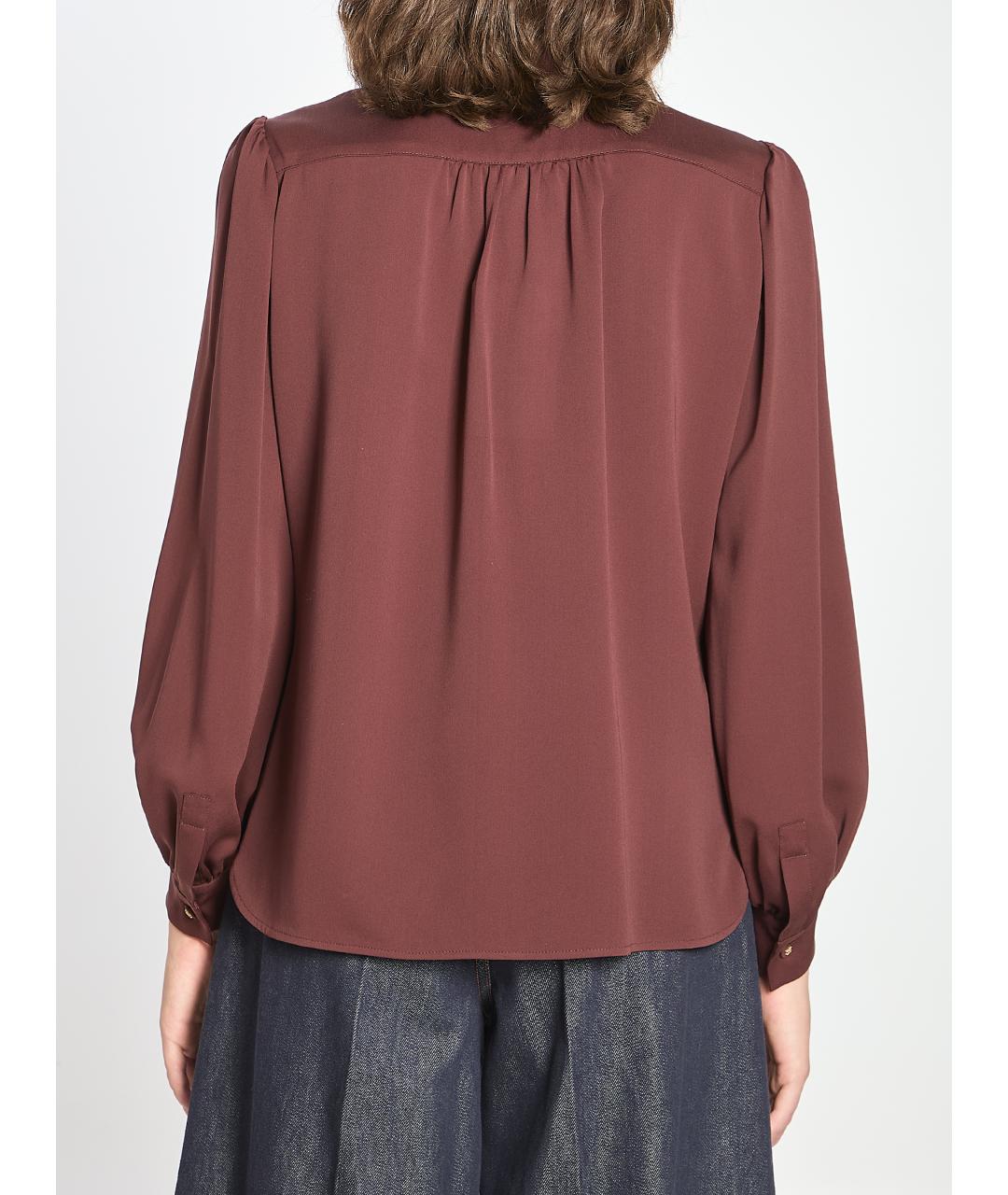 MAX MARA Бордовая шелковая блузы, фото 4