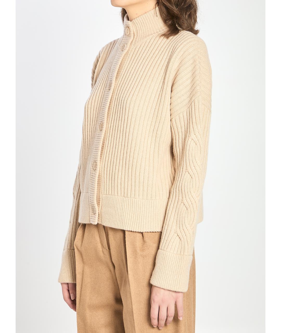 MAX MARA Бежевый шерстяной кардиган, фото 2