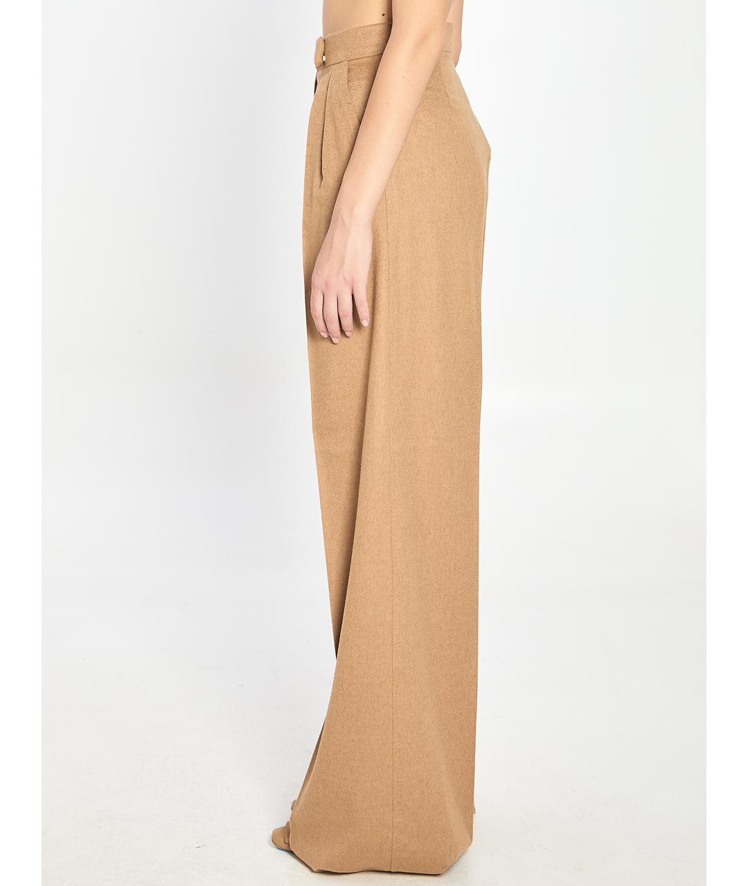 MAX MARA Бежевые шерстяные прямые брюки, фото 4