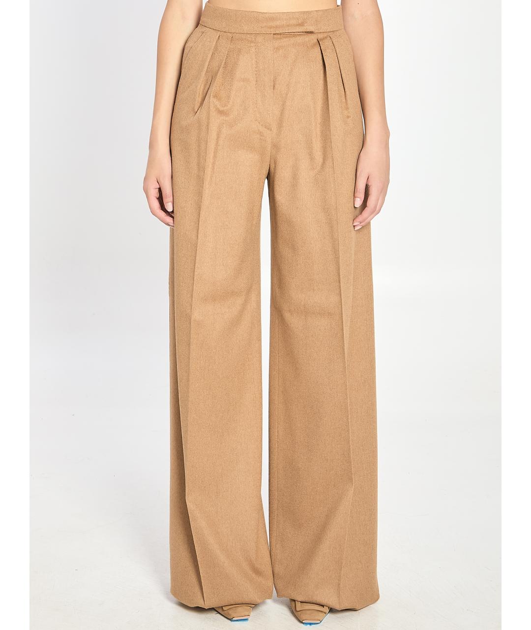 MAX MARA Бежевые шерстяные прямые брюки, фото 2