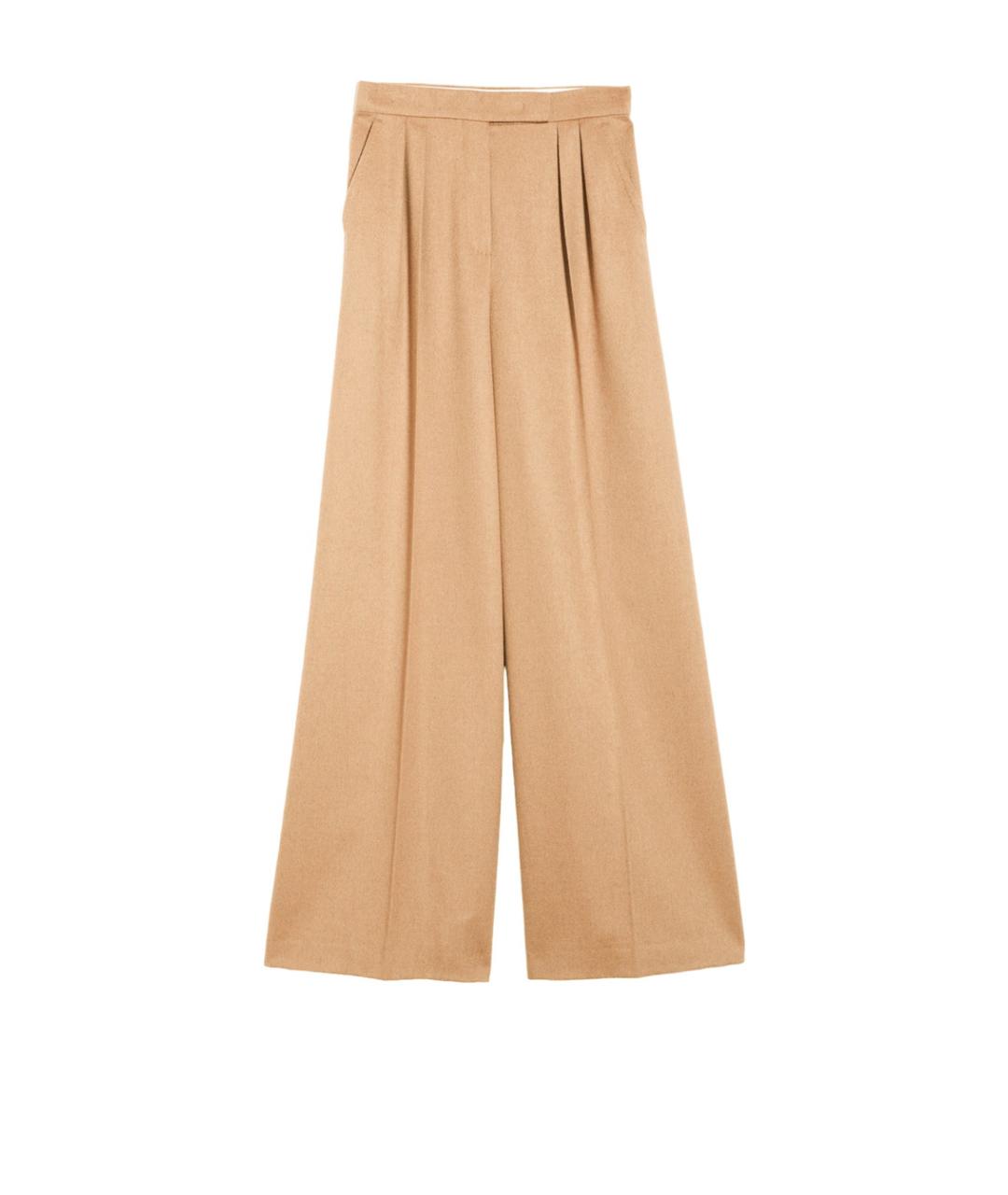 MAX MARA Бежевые шерстяные прямые брюки, фото 1