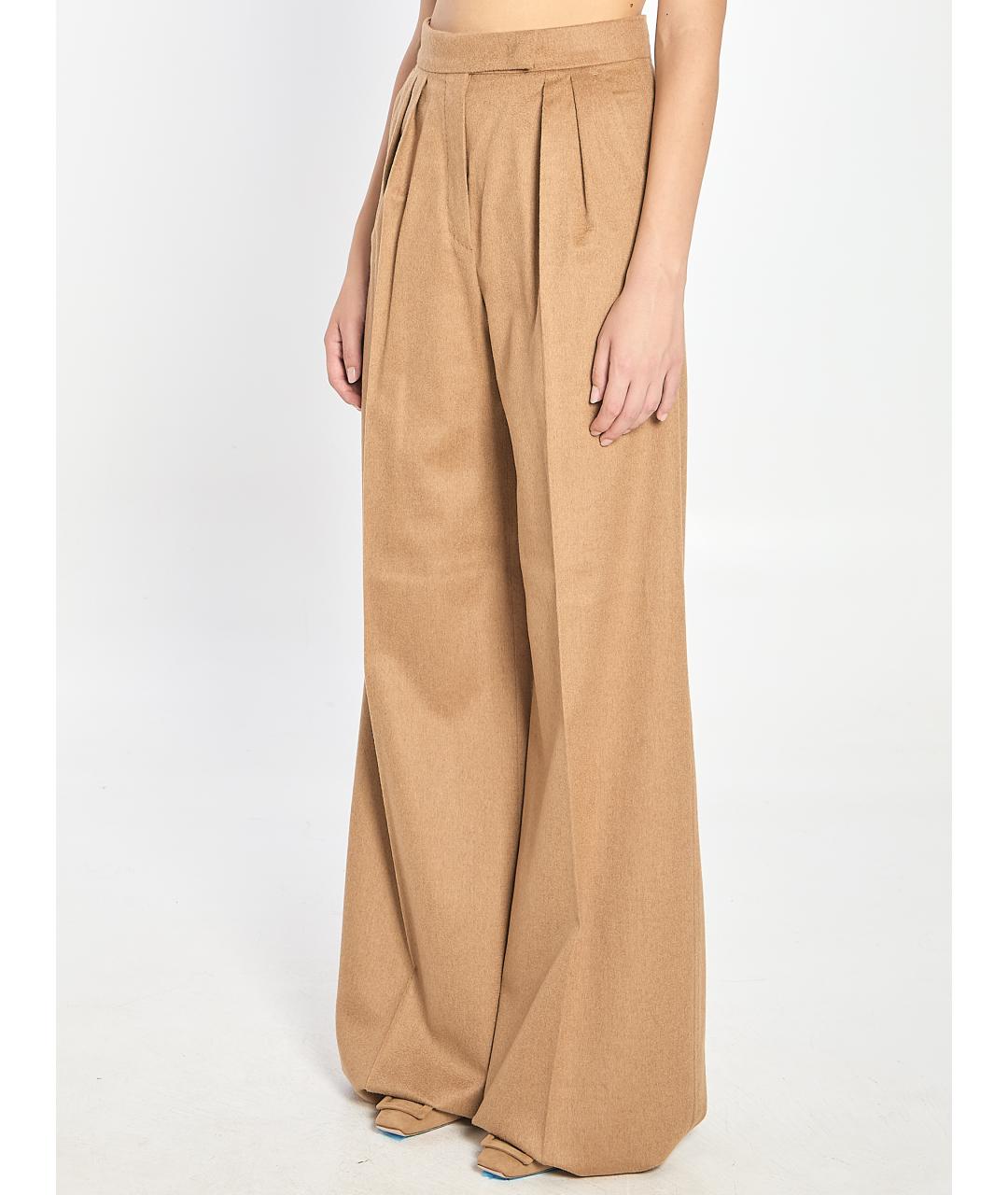 MAX MARA Бежевые шерстяные прямые брюки, фото 3
