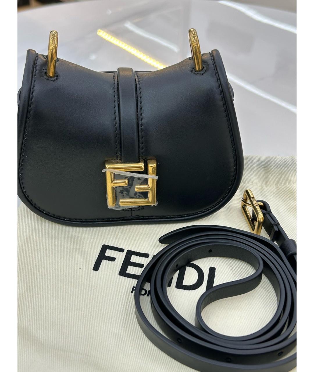 FENDI Черная кожаная сумка тоут, фото 7