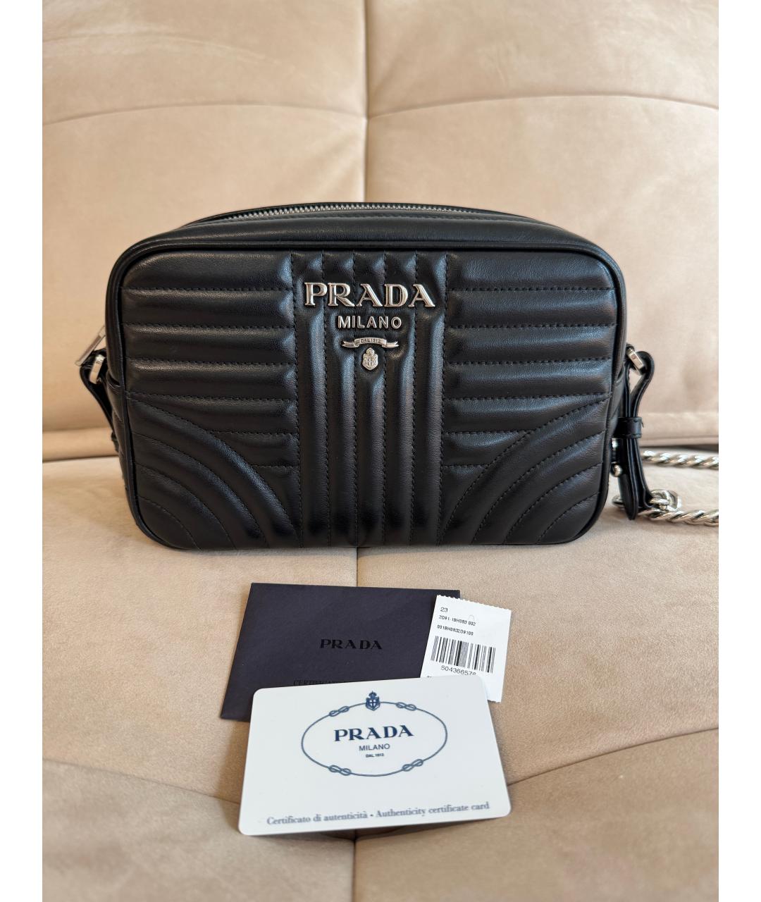 PRADA Черная кожаная сумка тоут, фото 10