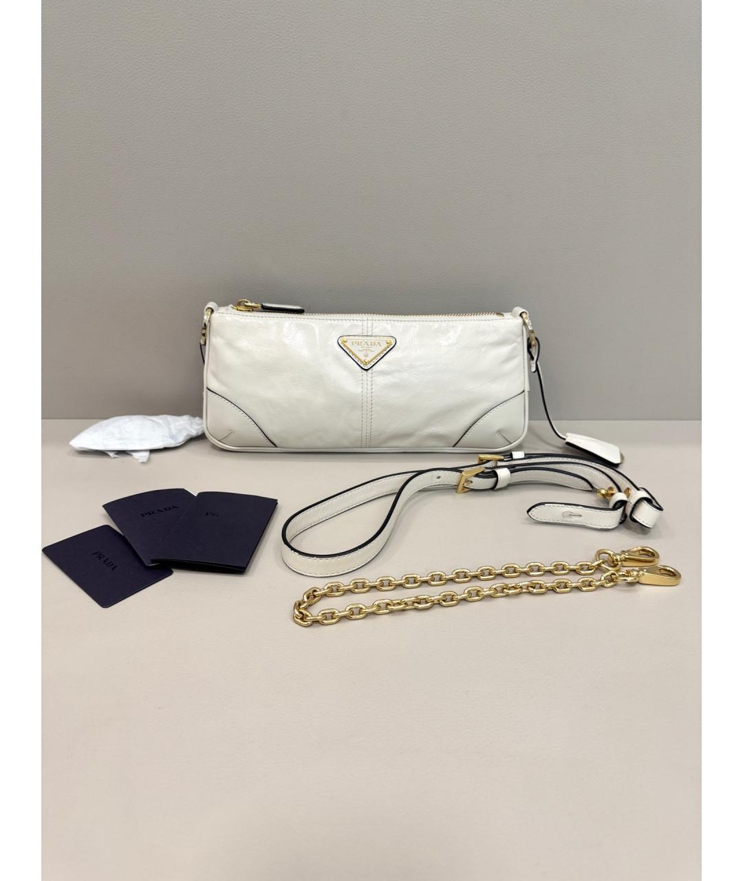 PRADA Белая кожаная сумка тоут, фото 9