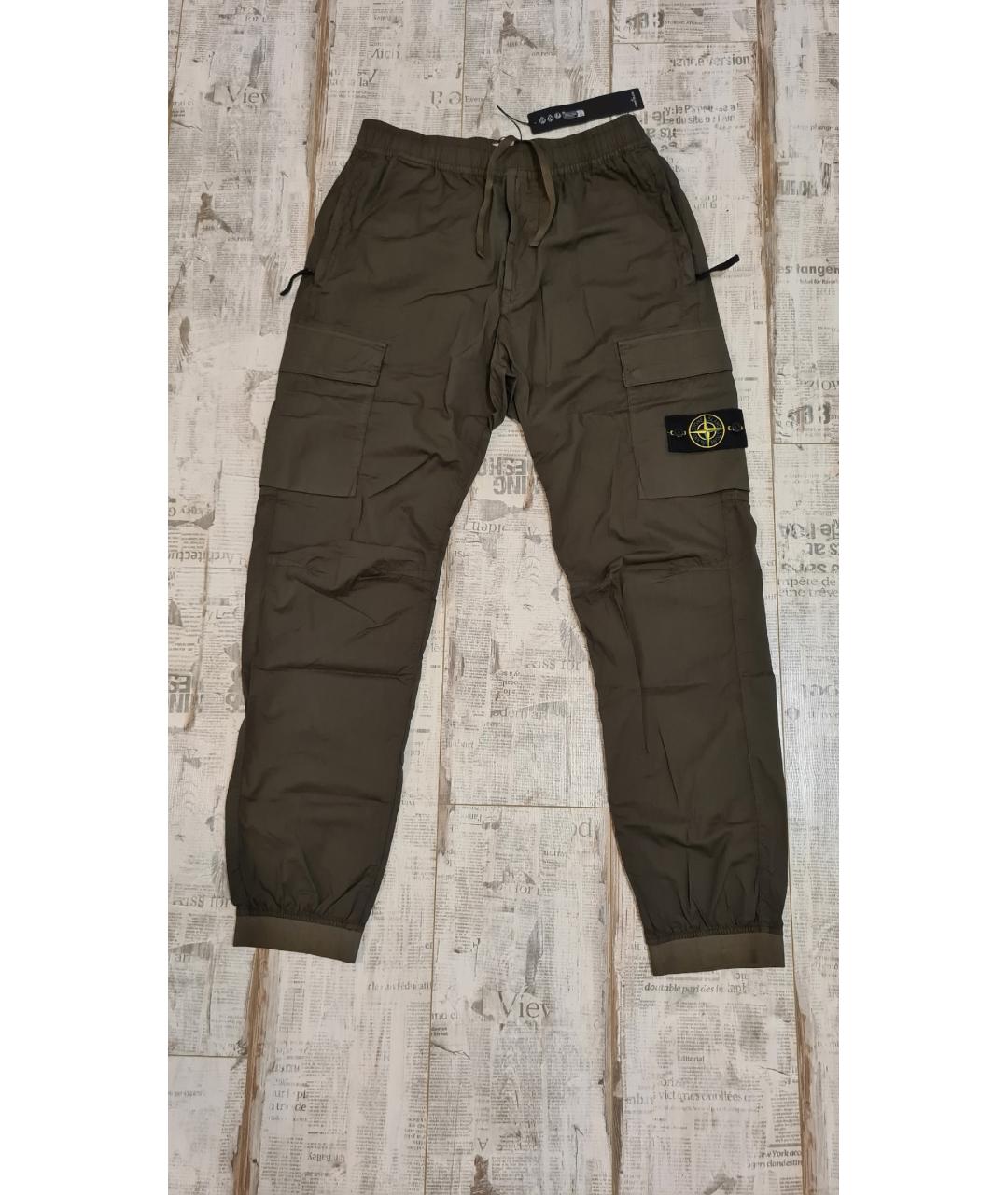 STONE ISLAND Хаки хлопковые повседневные брюки, фото 4
